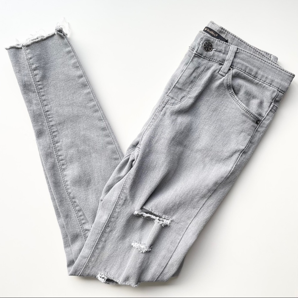 👖Blue Bear Gray Destroyed Jeans